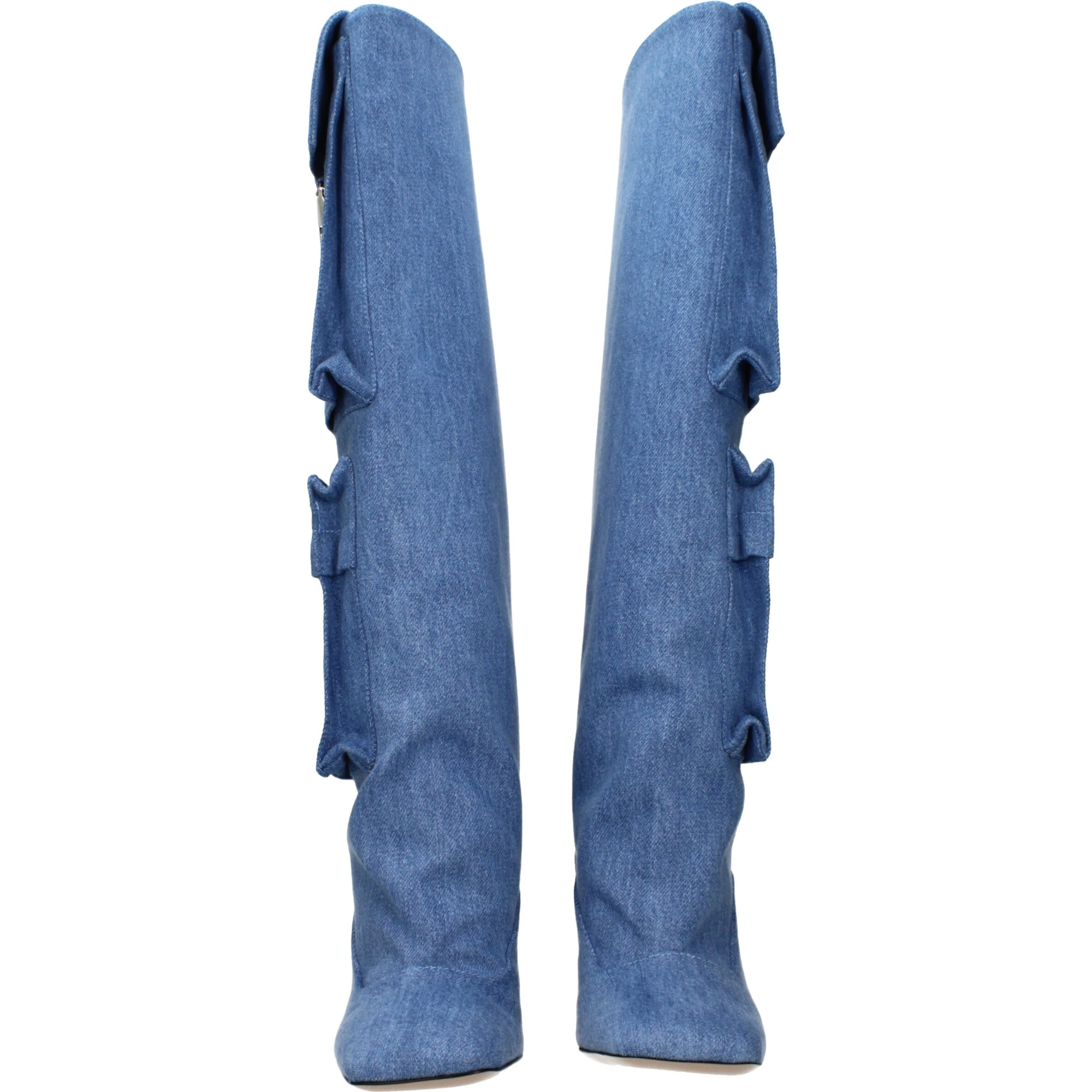 Light Blue Fabric Boots
