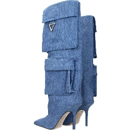 Light Blue Fabric Boots