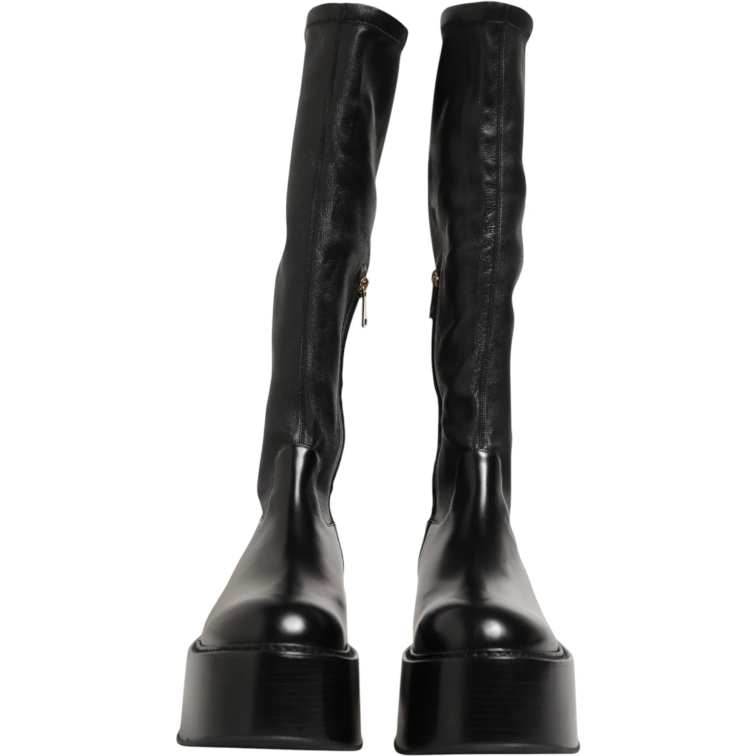 Black Logo Plaque Over The Calf Boots Shoes