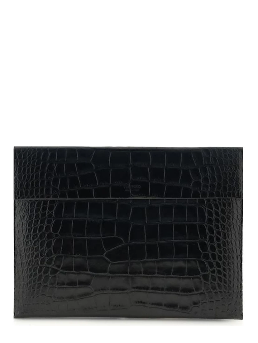 Black Leather Clutch Bag