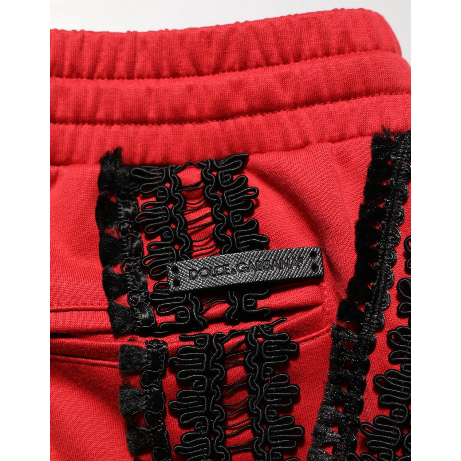 Red Embroidered Casual Cropped Trouser Pants