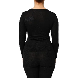 Black Virgin Wool Buttoned Cardigan Sweater