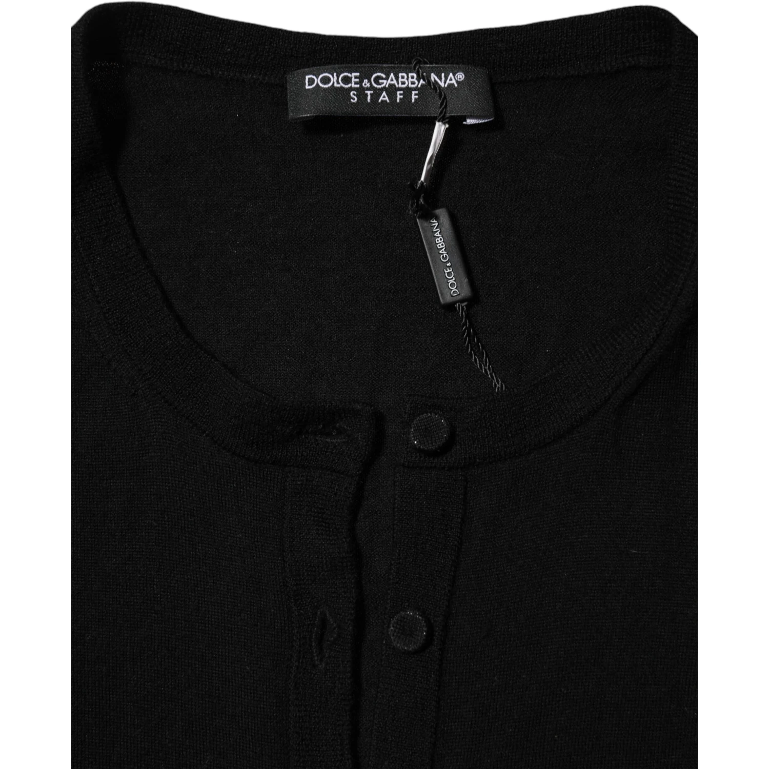Black Virgin Wool Buttoned Cardigan Sweater