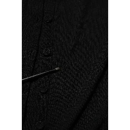 Black Virgin Wool Buttoned Cardigan Sweater