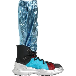 Blue Lace Up Over The Knee Socks Men Boots Shoes