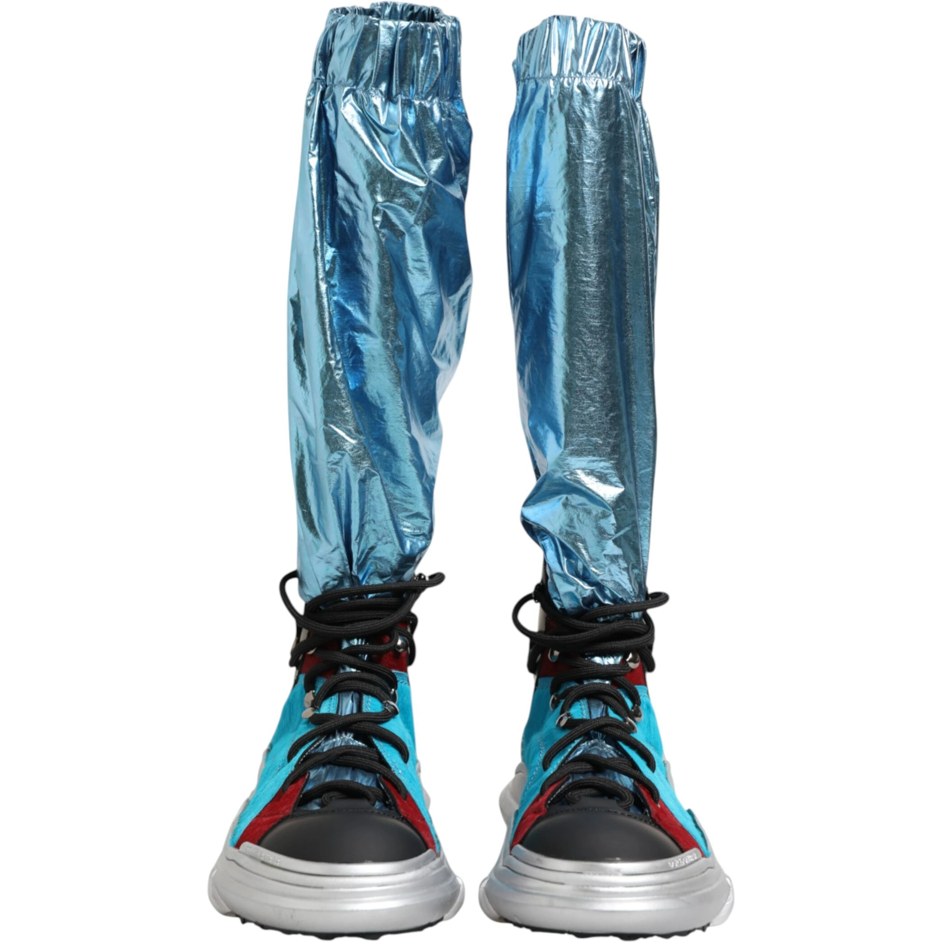 Blue Lace Up Over The Knee Socks Men Boots Shoes