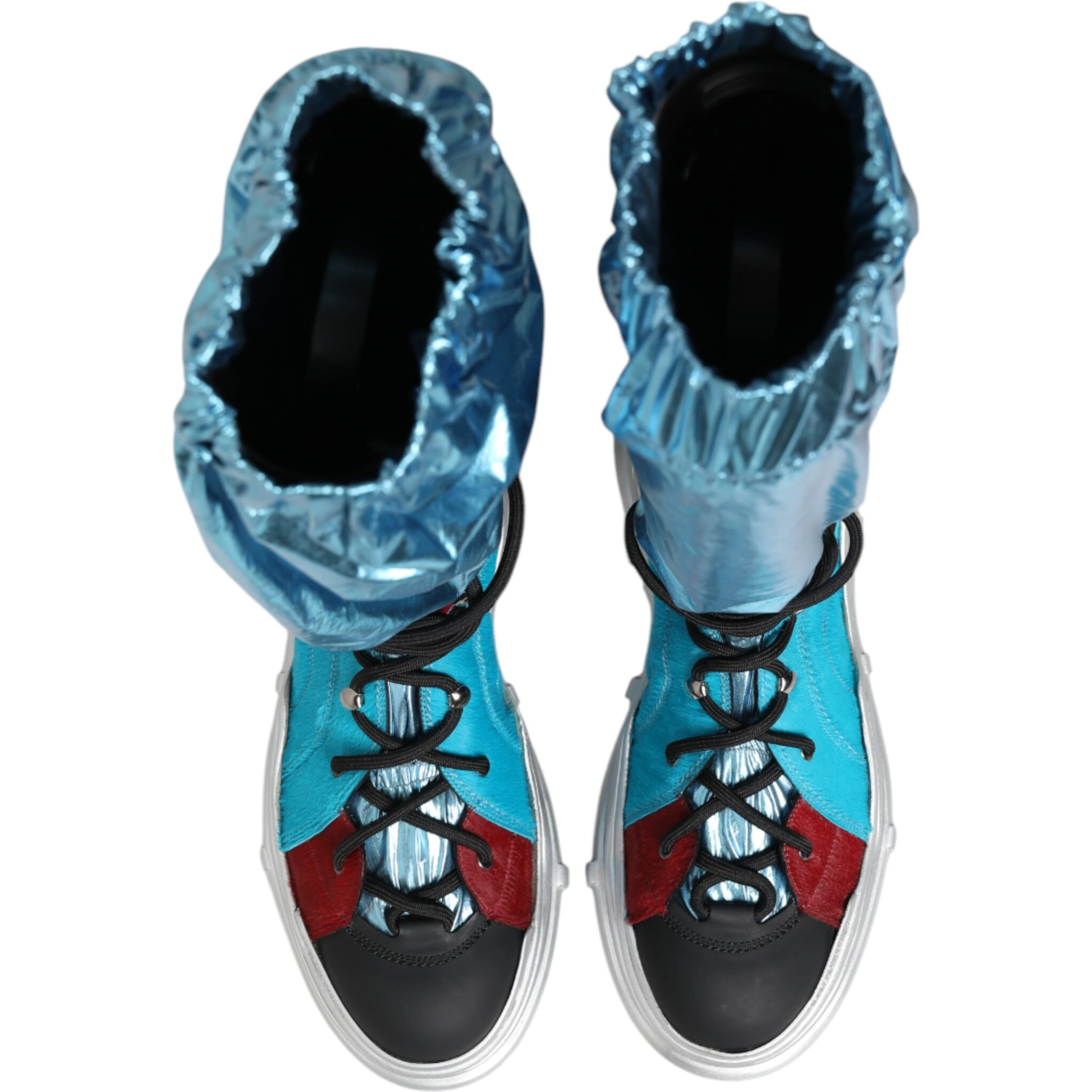 Blue Lace Up Over The Knee Socks Men Boots Shoes