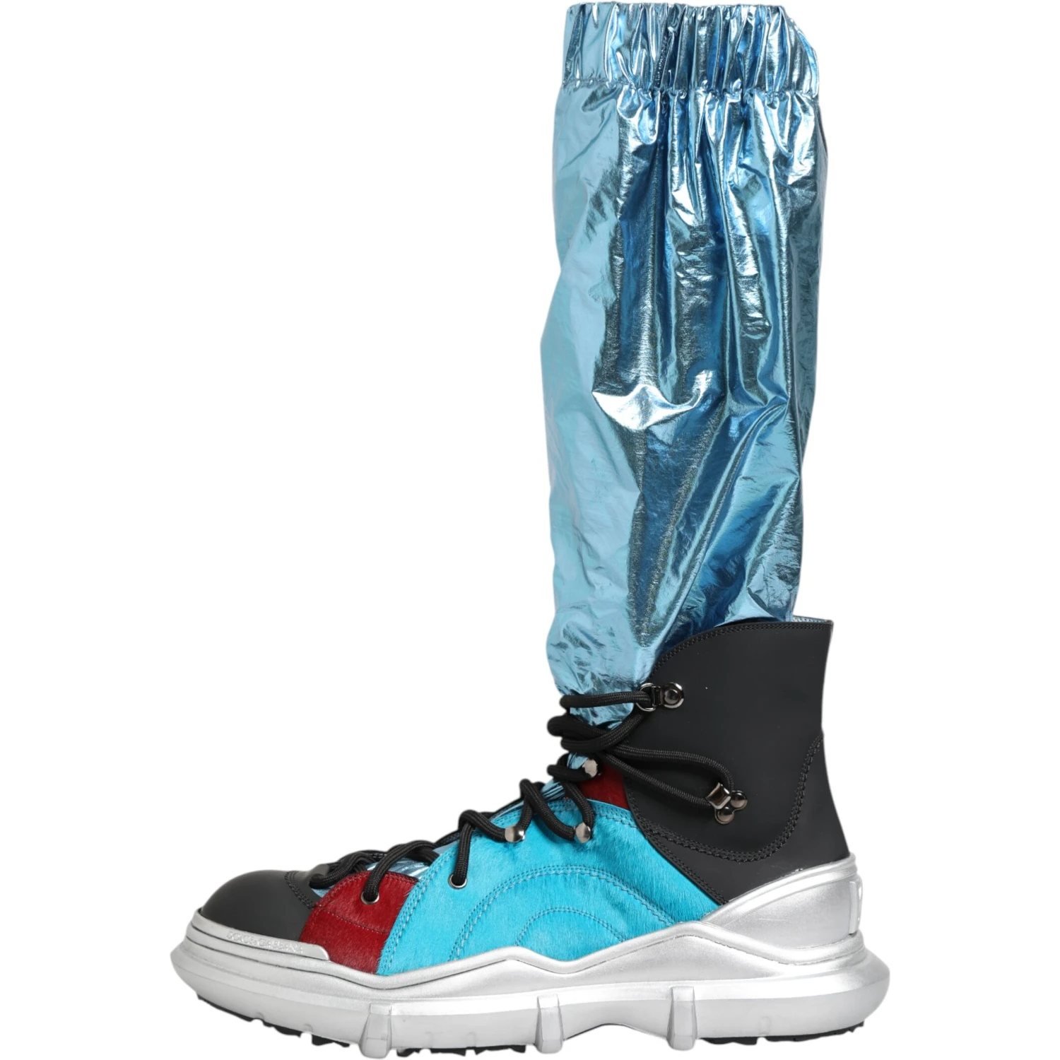 Blue Lace Up Over The Knee Socks Men Boots Shoes