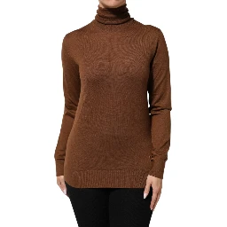 Brown Cashmere Turtle Neck Pullover Sweater