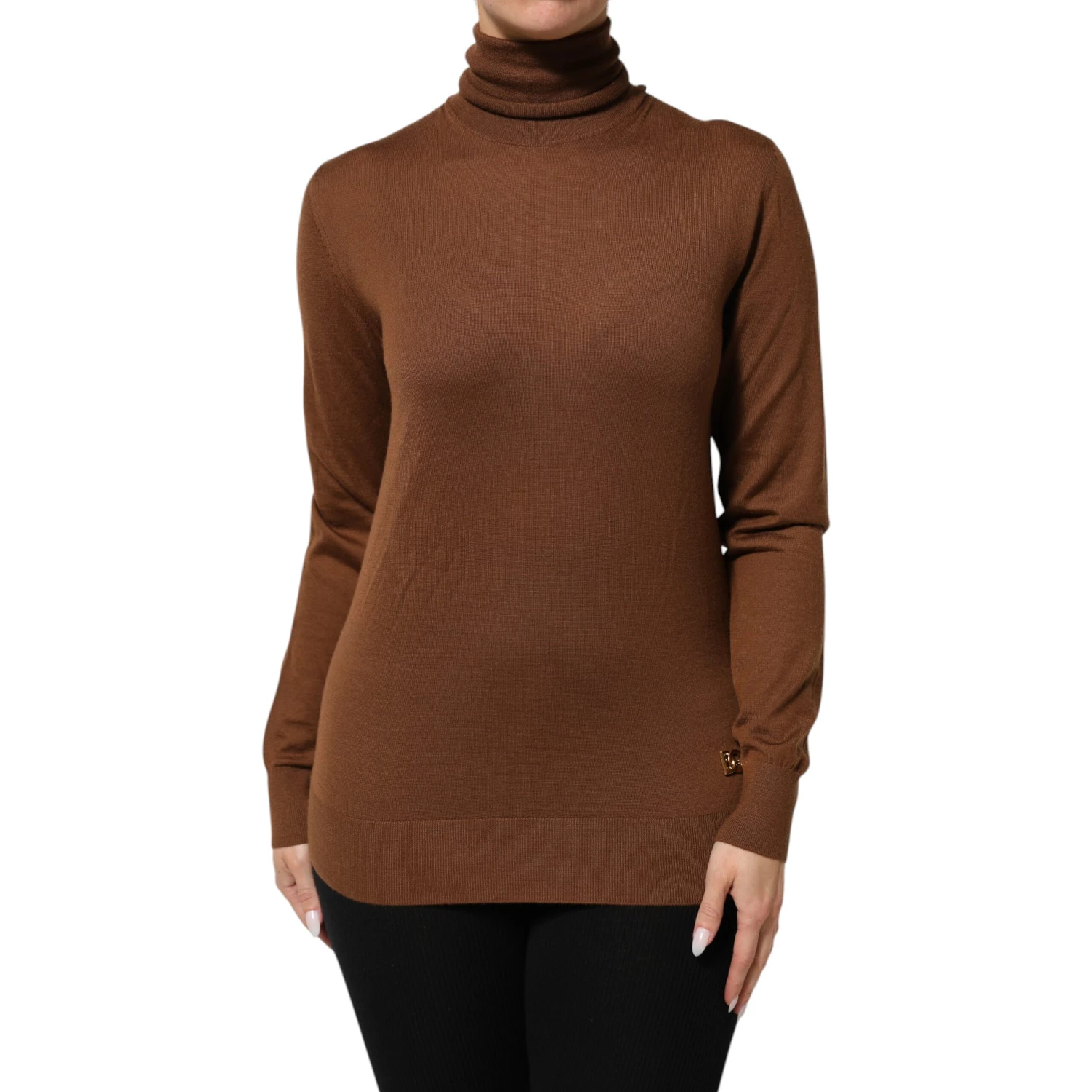 Brown Cashmere Turtle Neck Pullover Sweater