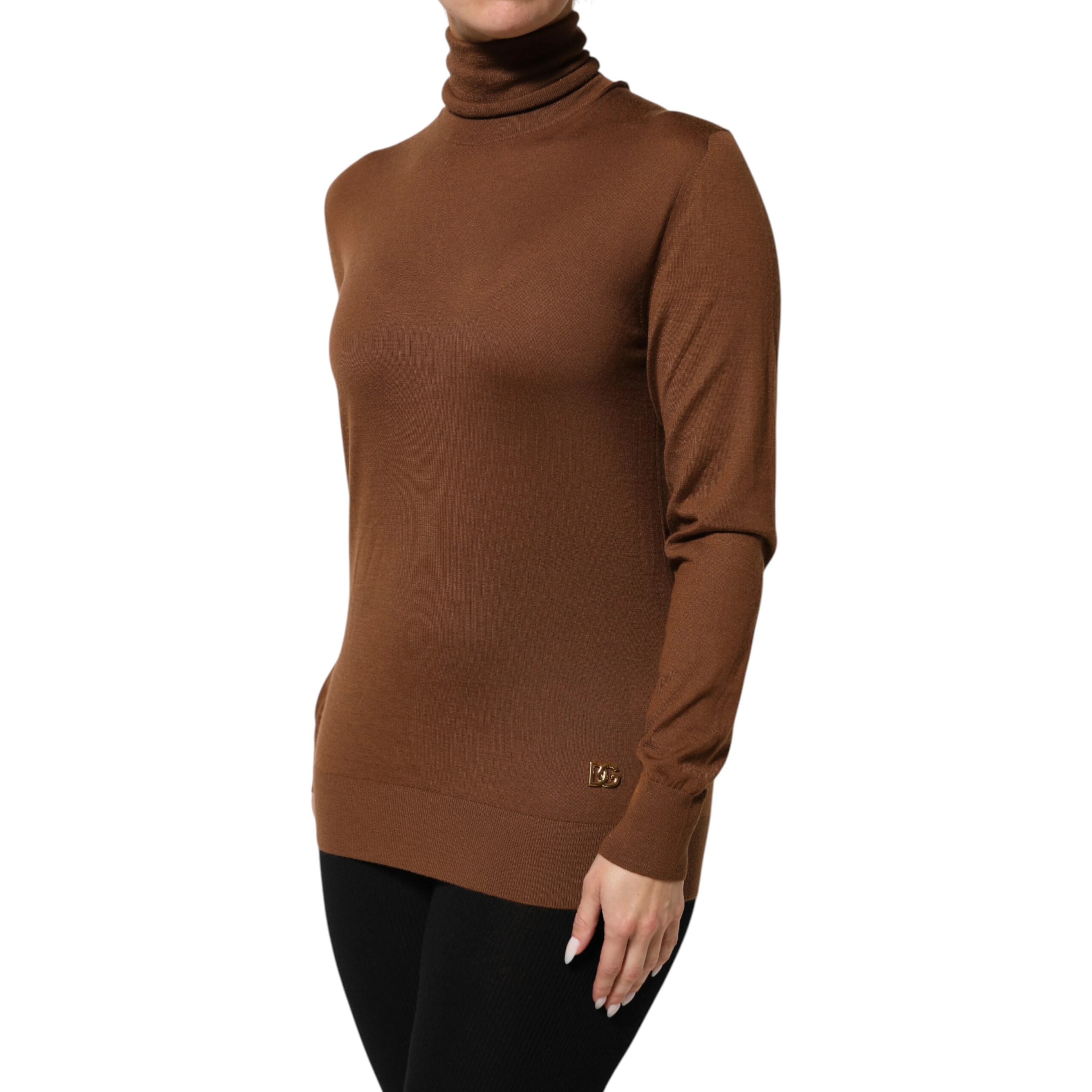 Brown Cashmere Turtle Neck Pullover Sweater