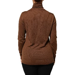 Brown Cashmere Turtle Neck Pullover Sweater