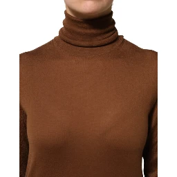 Brown Cashmere Turtle Neck Pullover Sweater
