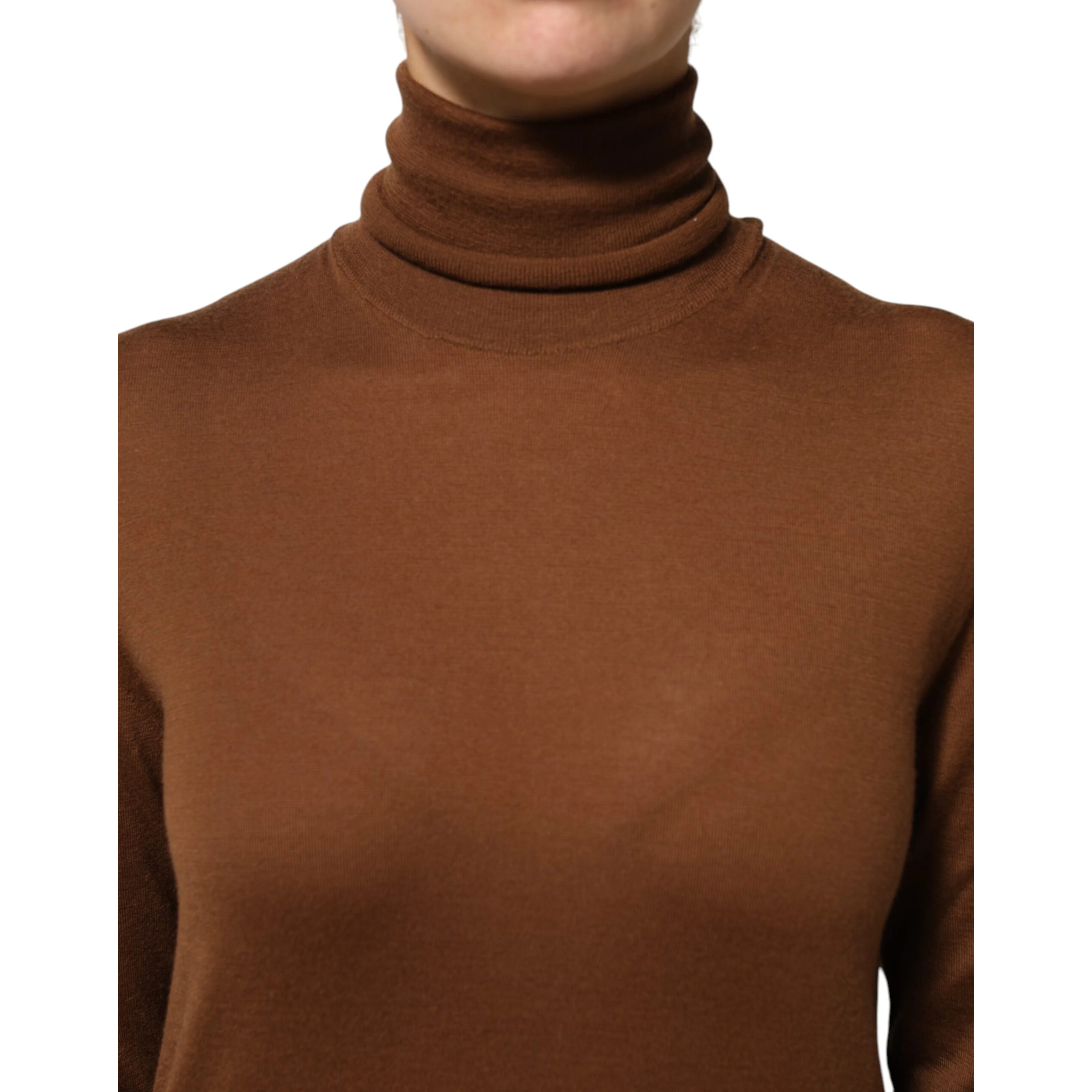Brown Cashmere Turtle Neck Pullover Sweater