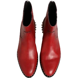 Red Studded Chelsea Short Ankle Boots Shoes