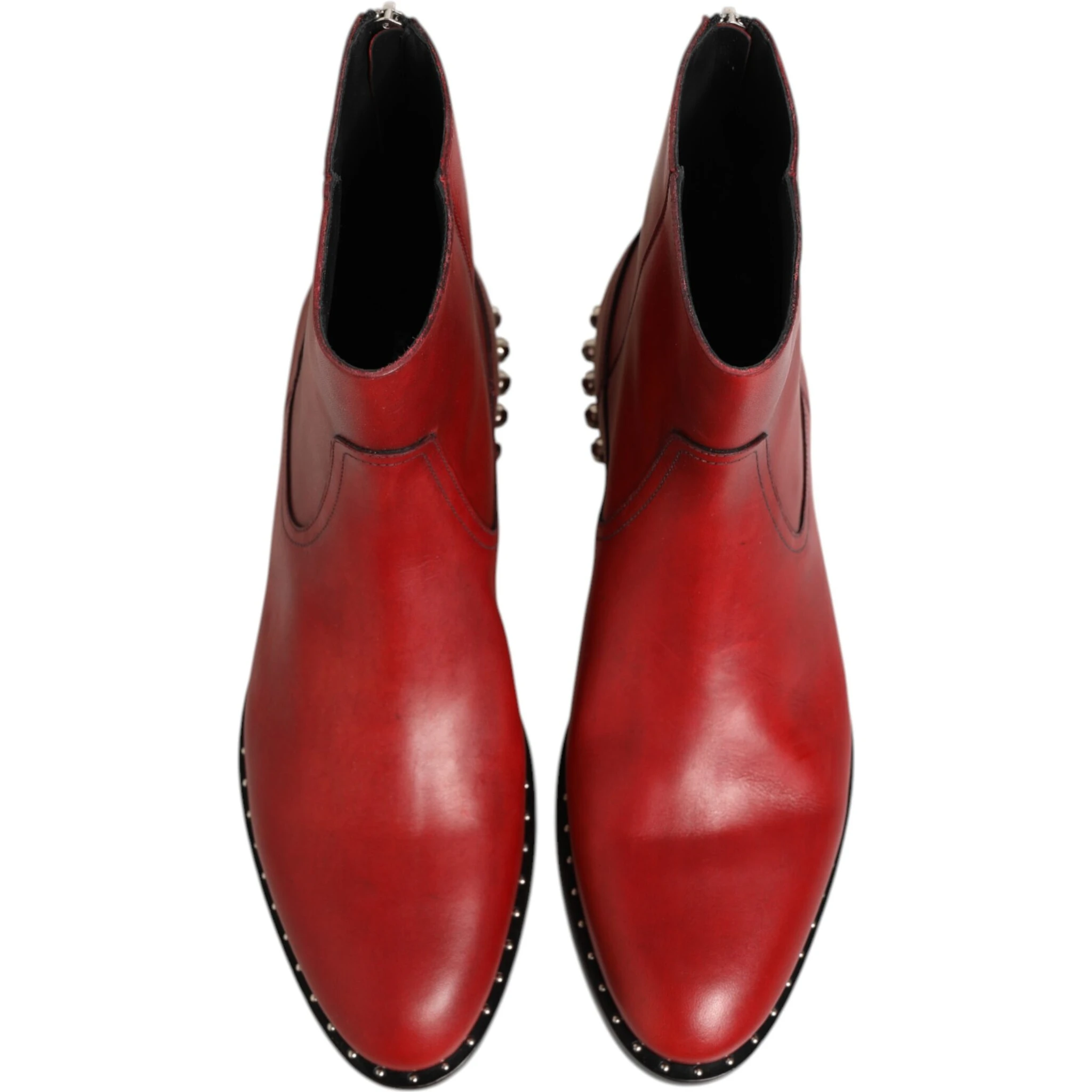 Red Studded Chelsea Short Ankle Boots Shoes