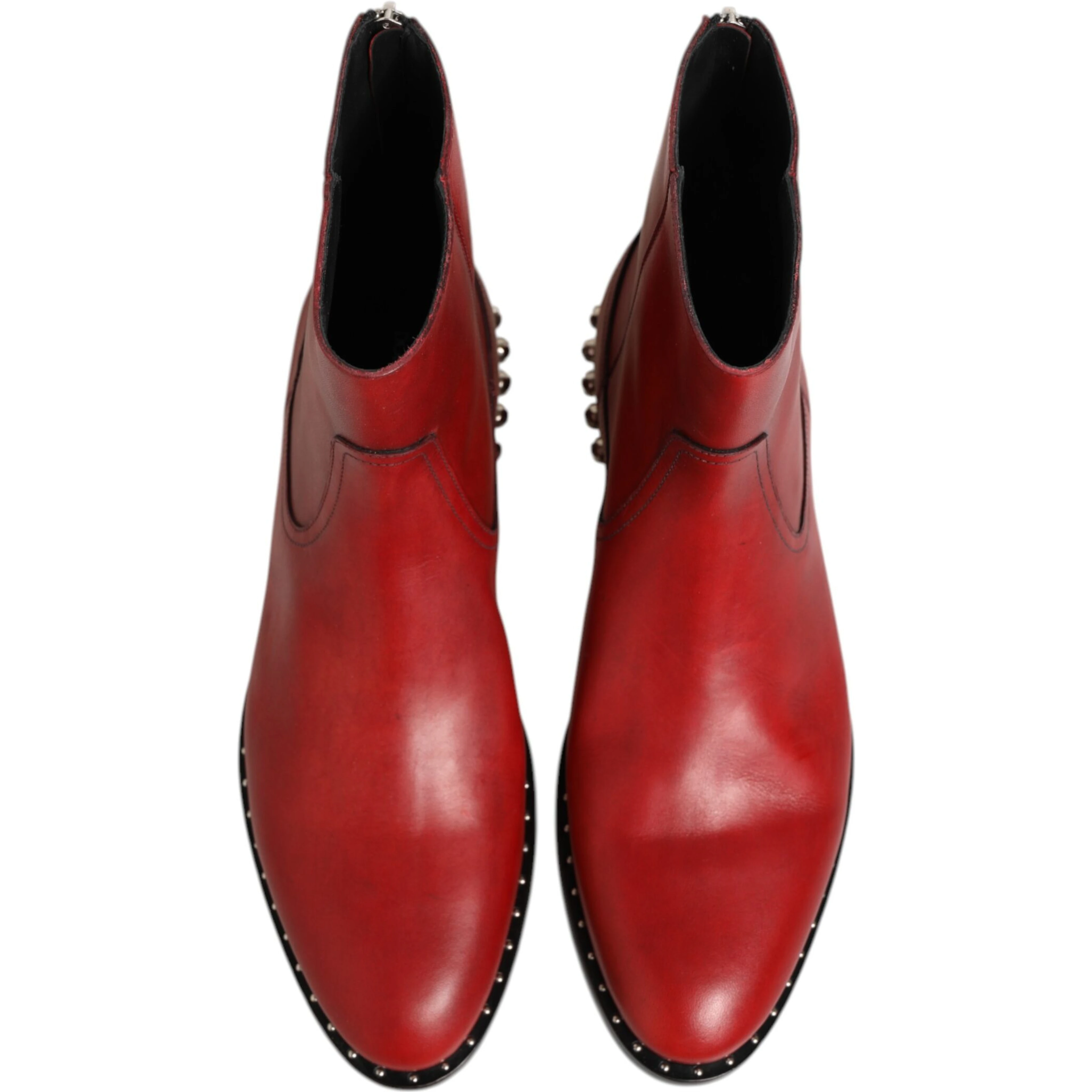 Red Studded Chelsea Short Ankle Boots Shoes