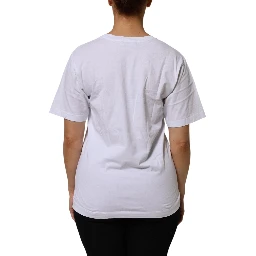 White Cotton V-Neck Short Sleeves T-Shirt