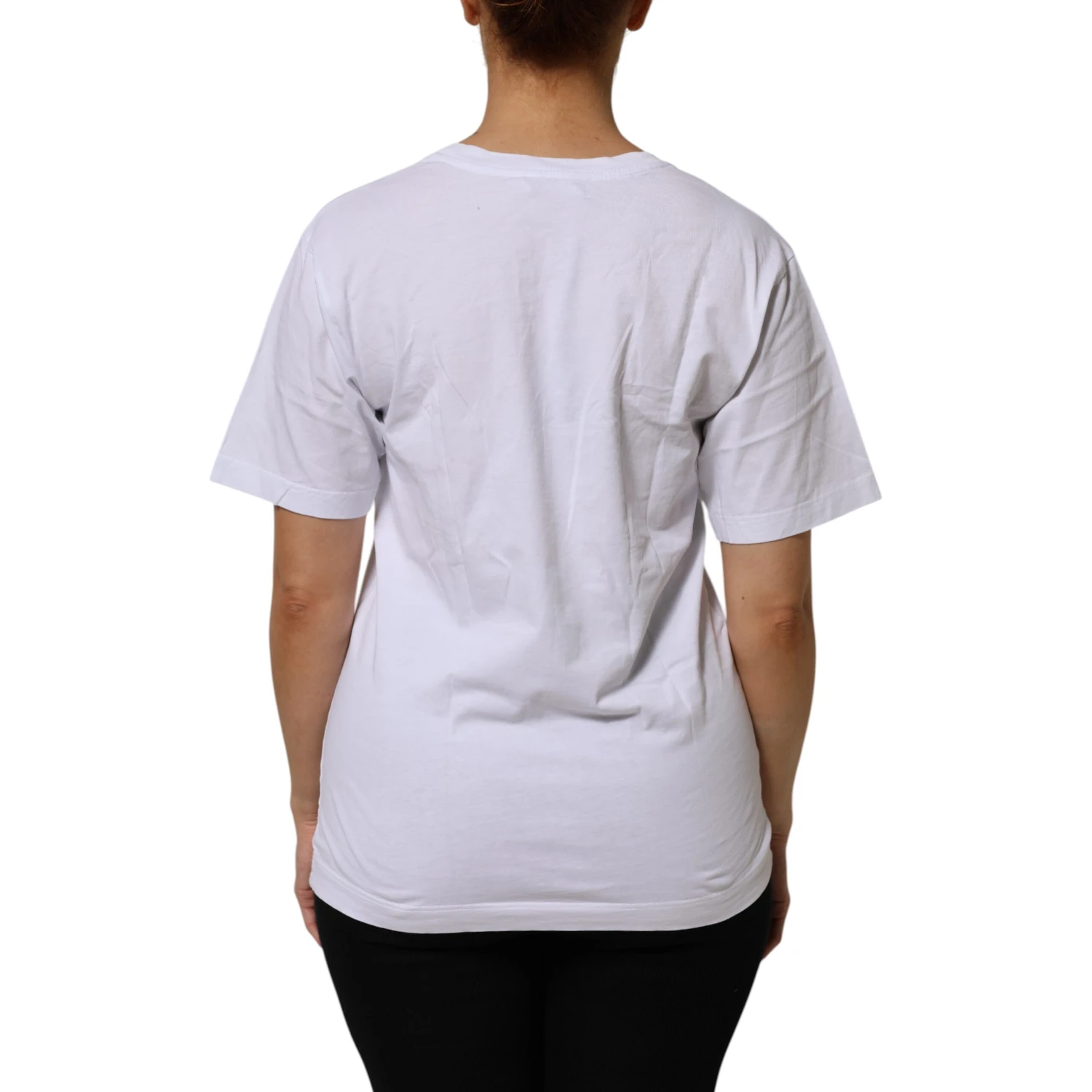 White Cotton V-Neck Short Sleeves T-Shirt