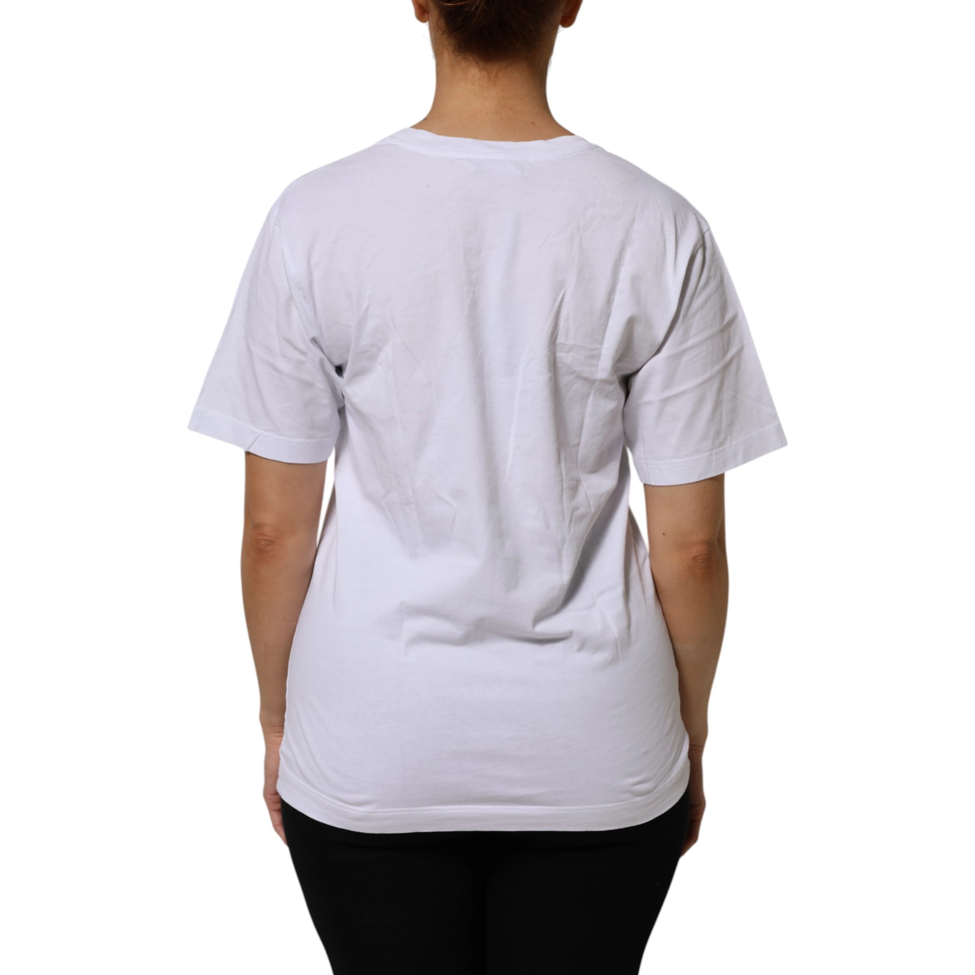 White Cotton V-Neck Short Sleeves T-Shirt