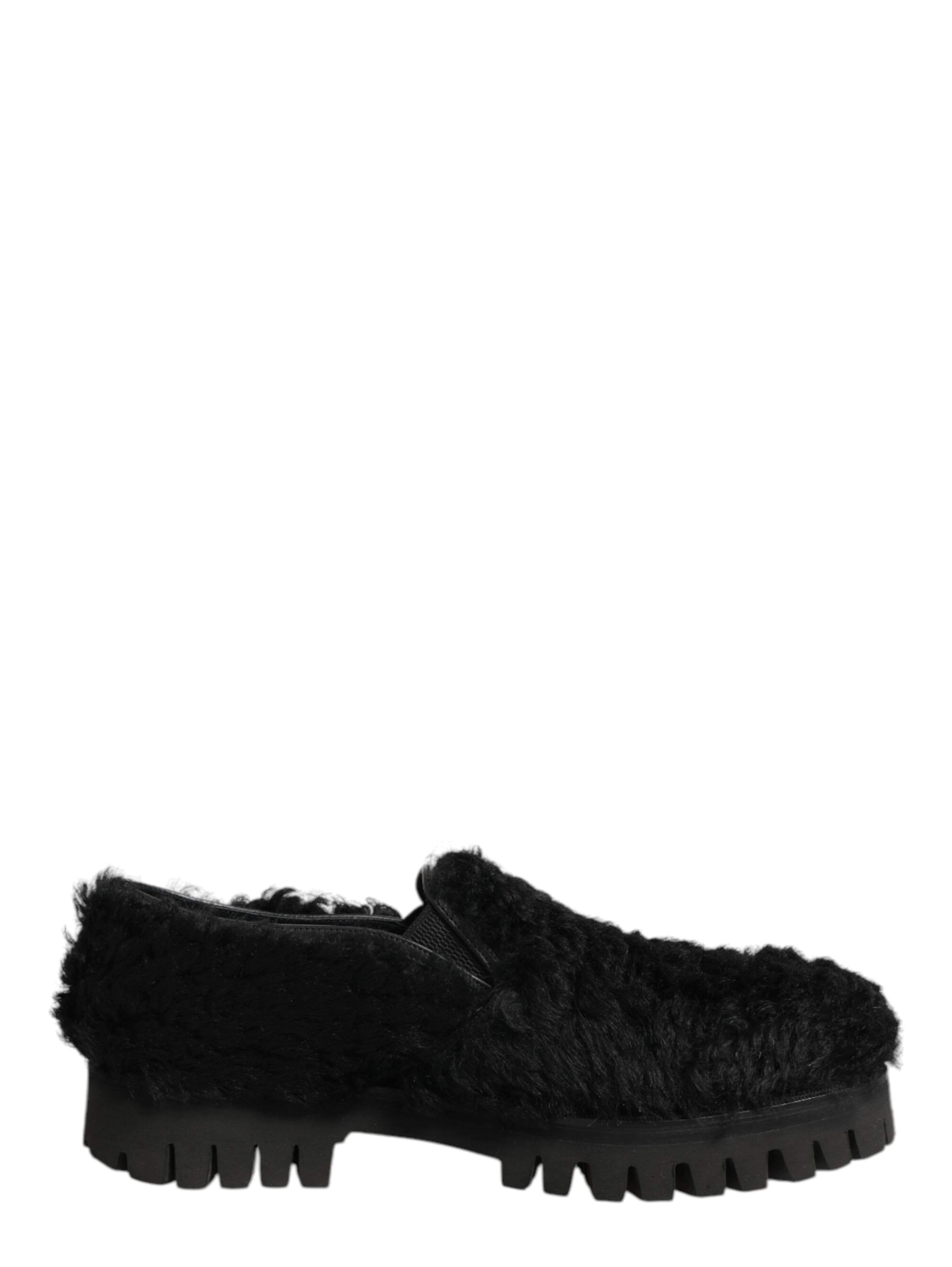 Dress Black Fur Leather Slippers Men Shoes