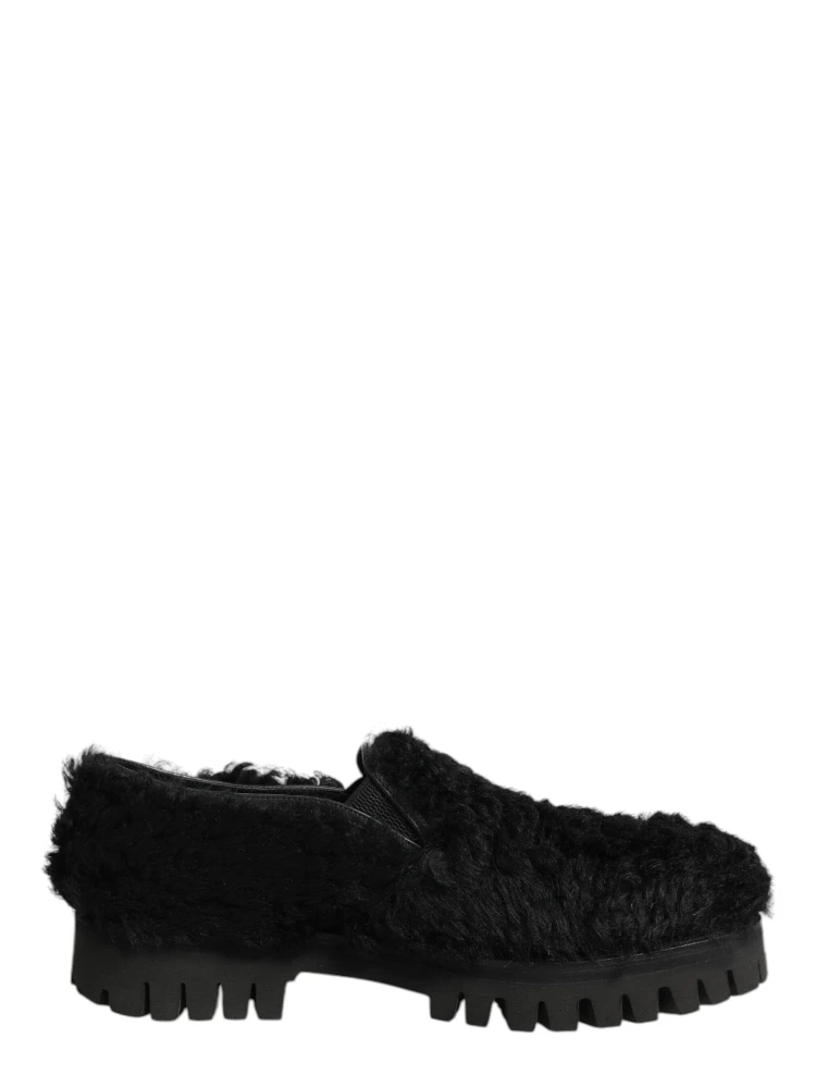 Dress Black Fur Leather Slippers Men Shoes alternative
