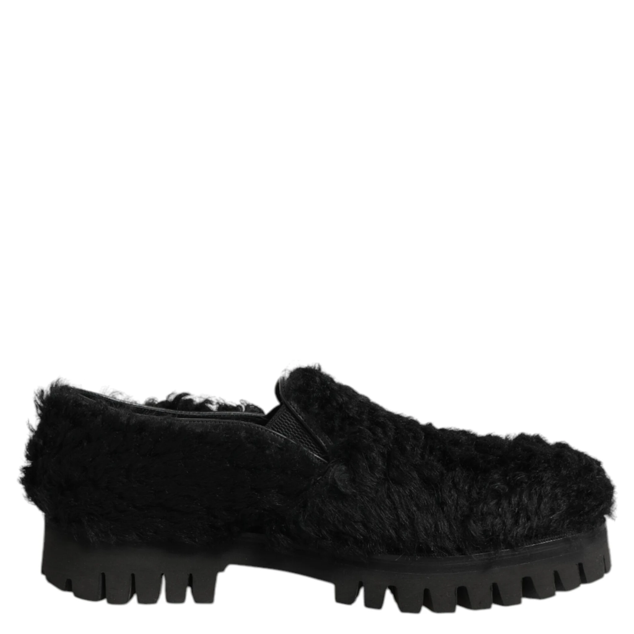 Dress Black Fur Leather Slippers Men Shoes