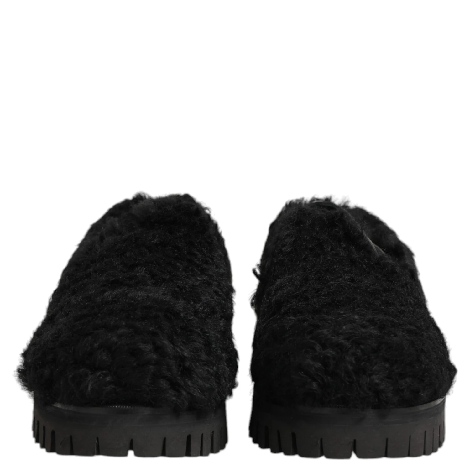 Dress Black Fur Leather Slippers Men Shoes