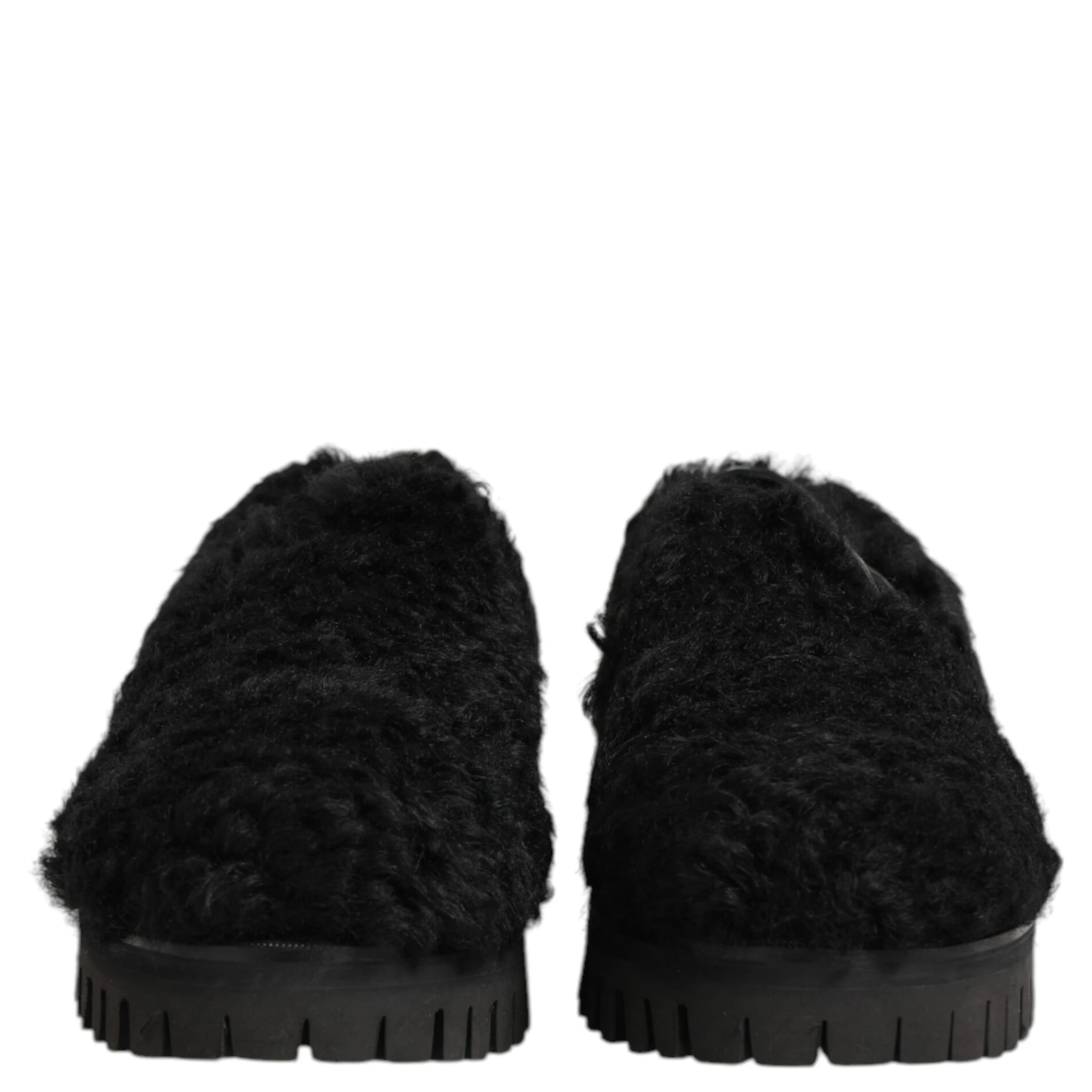 Dress Black Fur Leather Slippers Men Shoes