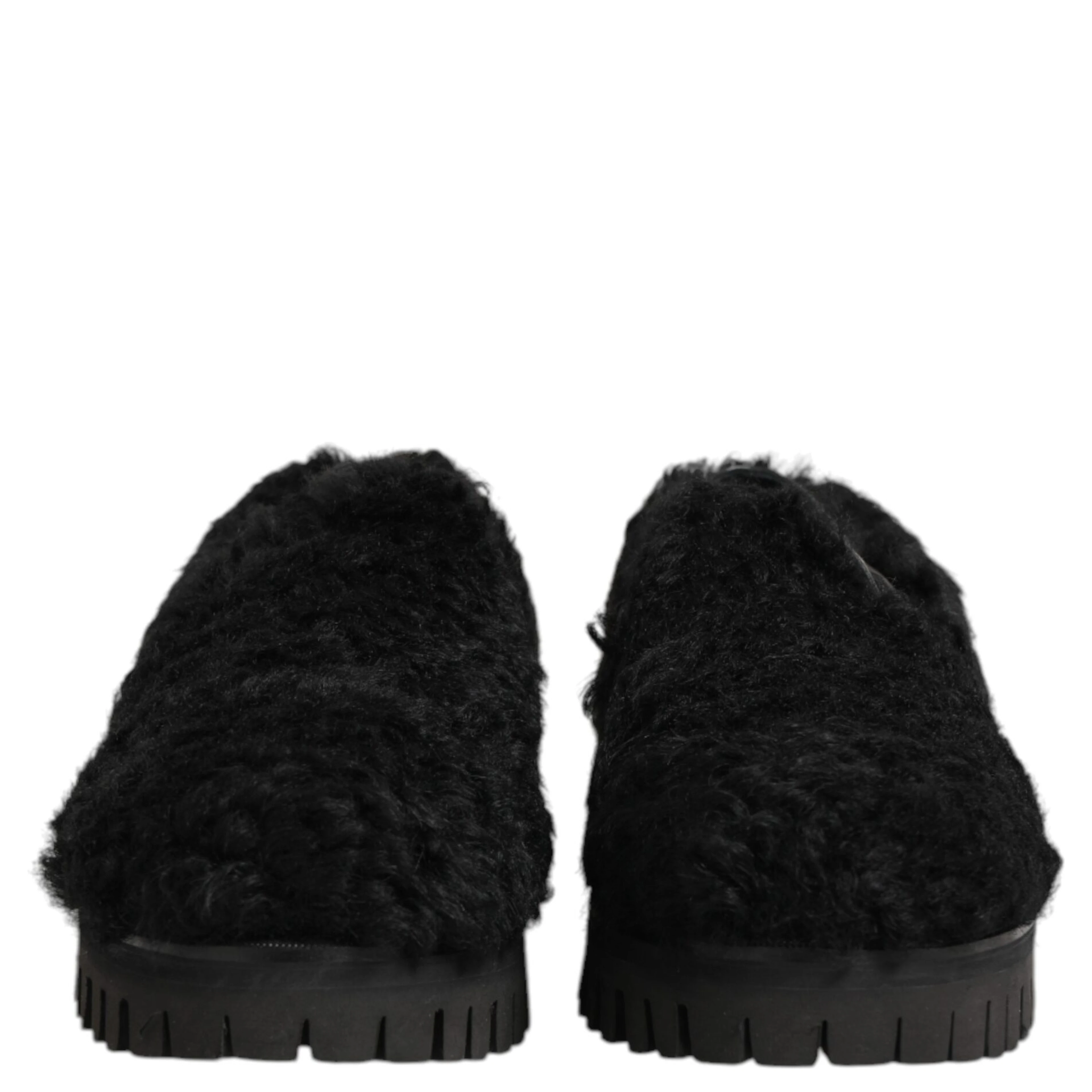 Dress Black Fur Leather Slippers Men Shoes