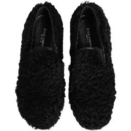 Dress Black Fur Leather Slippers Men Shoes