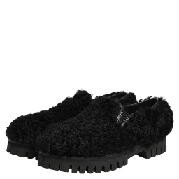 Dress Black Fur Leather Slippers Men Shoes
