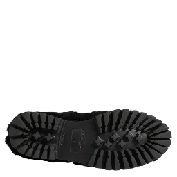 Dress Black Fur Leather Slippers Men Shoes