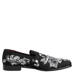 Black Silver Sequined Loafers Men Dress Shoes