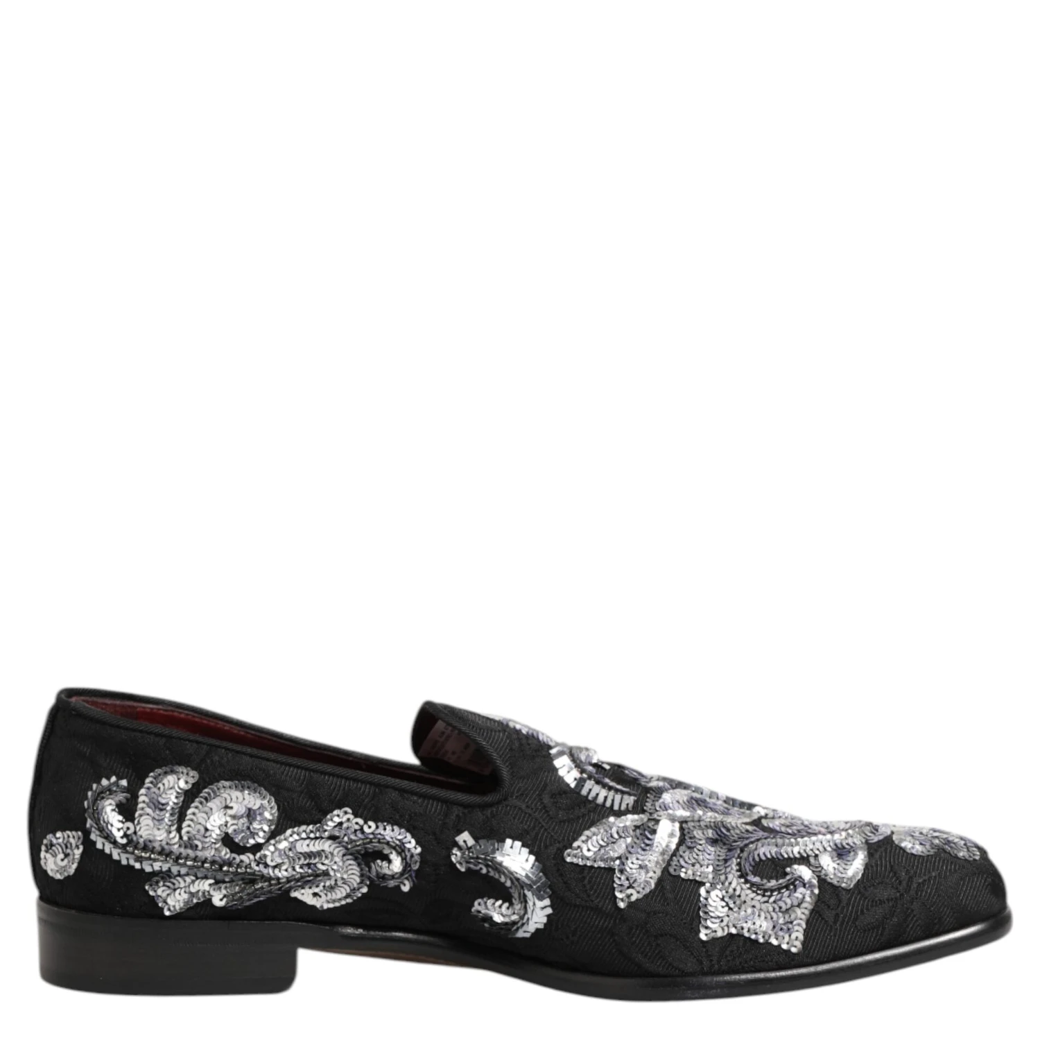 Black Silver Sequined Loafers Men Dress Shoes