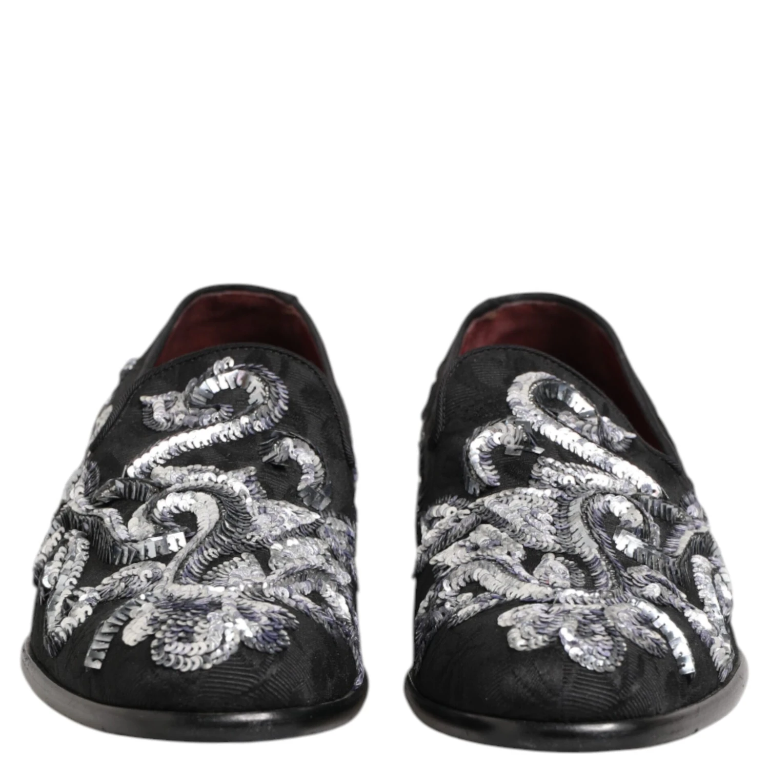 Black Silver Sequined Loafers Men Dress Shoes