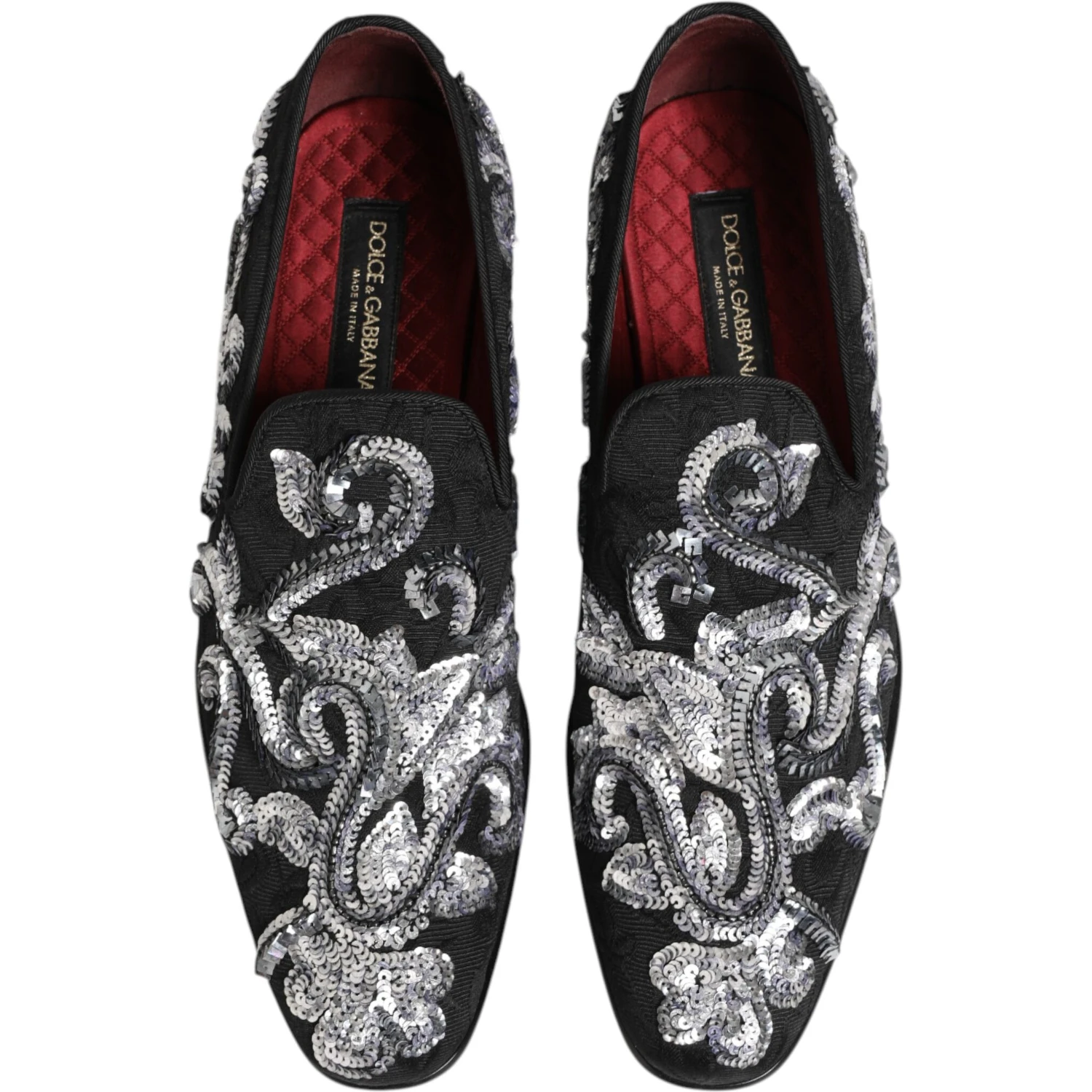 Black Silver Sequined Loafers Men Dress Shoes