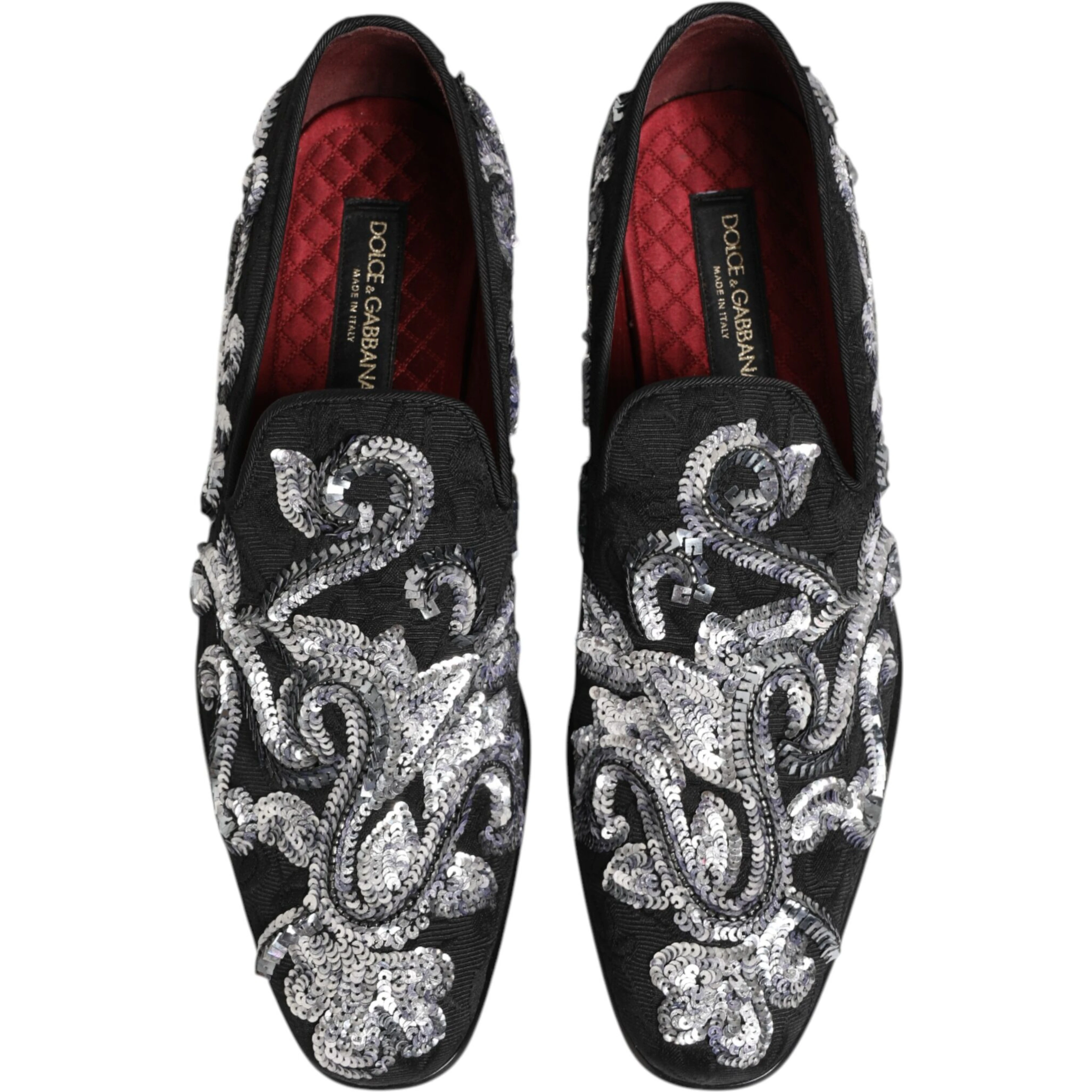 Black Silver Sequined Loafers Men Dress Shoes