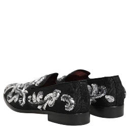 Black Silver Sequined Loafers Men Dress Shoes