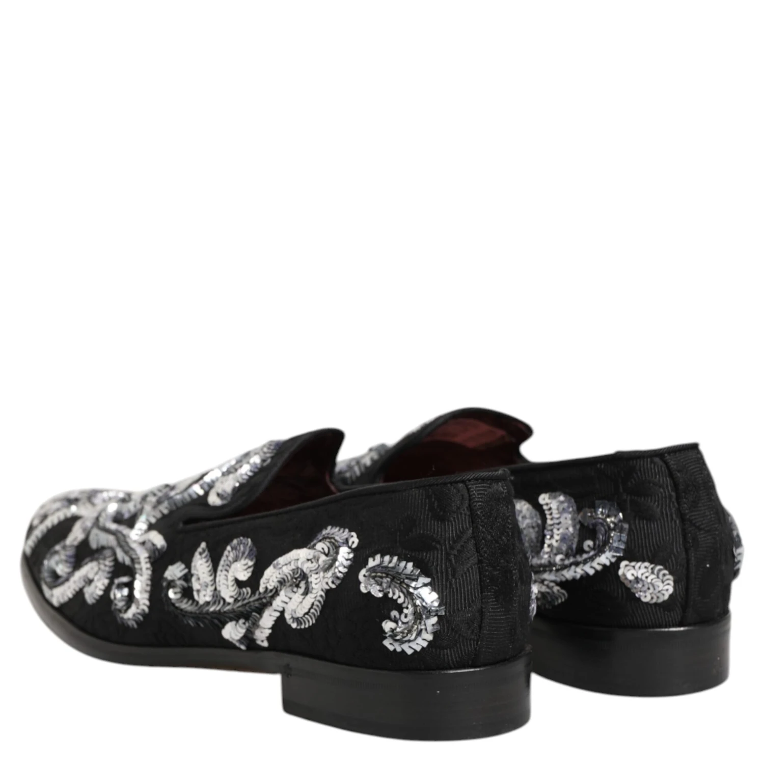 Black Silver Sequined Loafers Men Dress Shoes