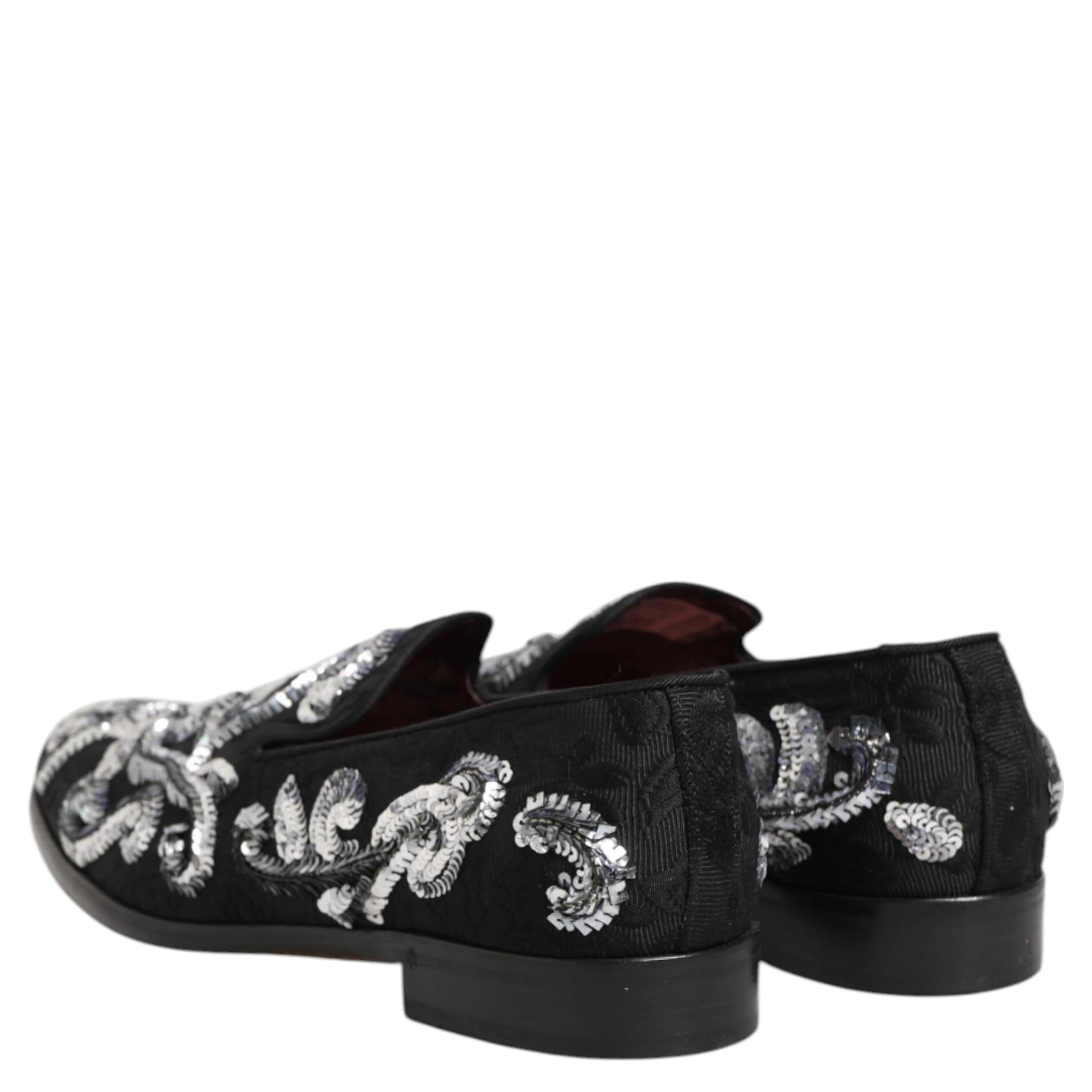 Black Silver Sequined Loafers Men Dress Shoes