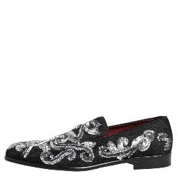 Black Silver Sequined Loafers Men Dress Shoes