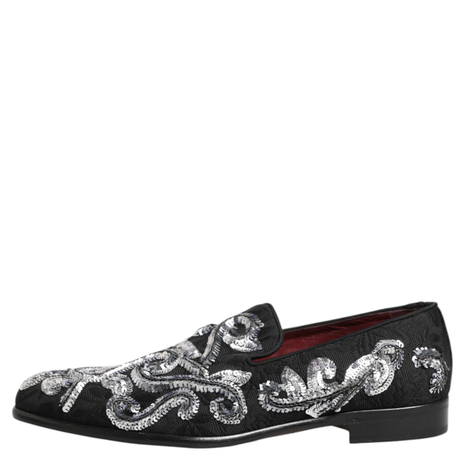 Black Silver Sequined Loafers Men Dress Shoes