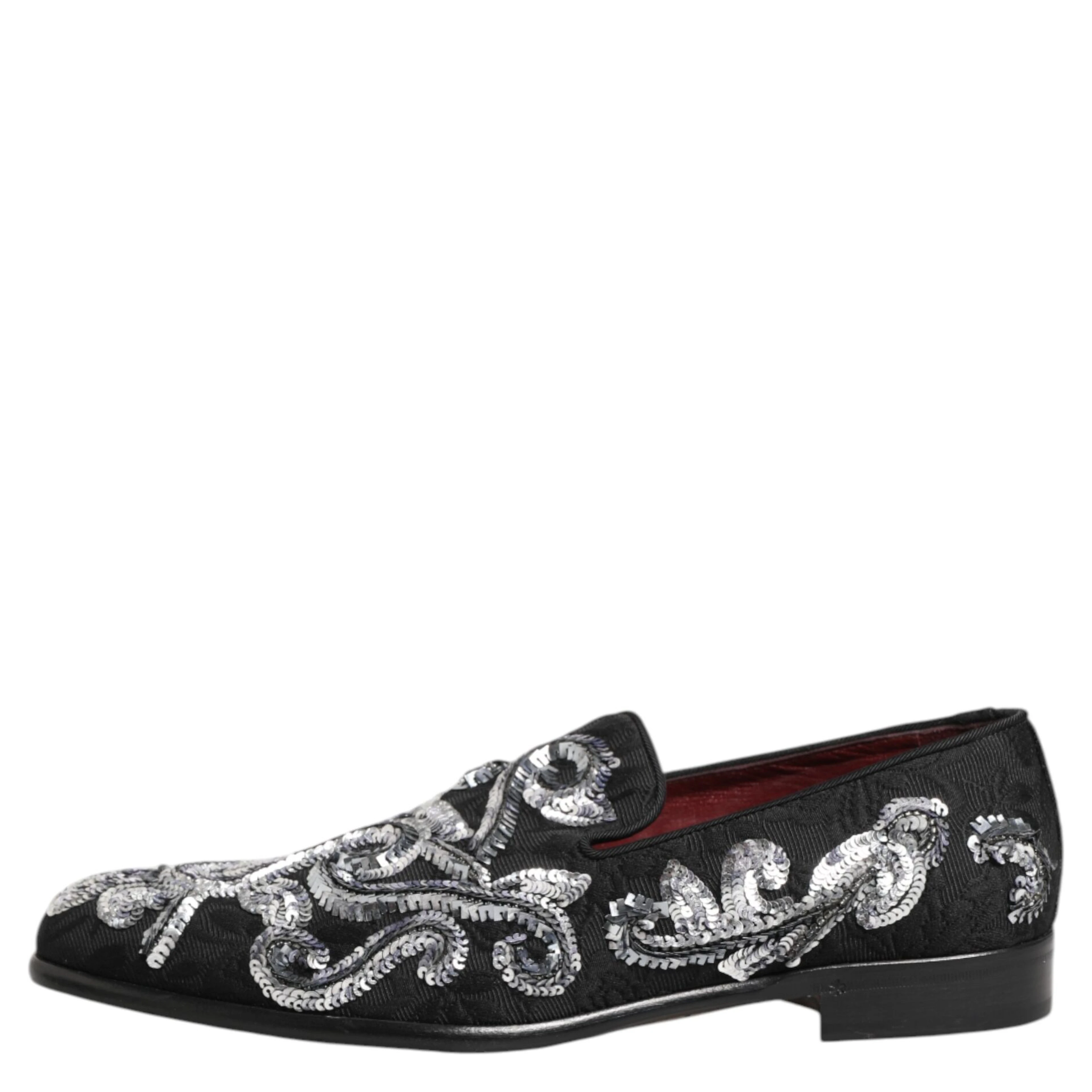 Black Silver Sequined Loafers Men Dress Shoes