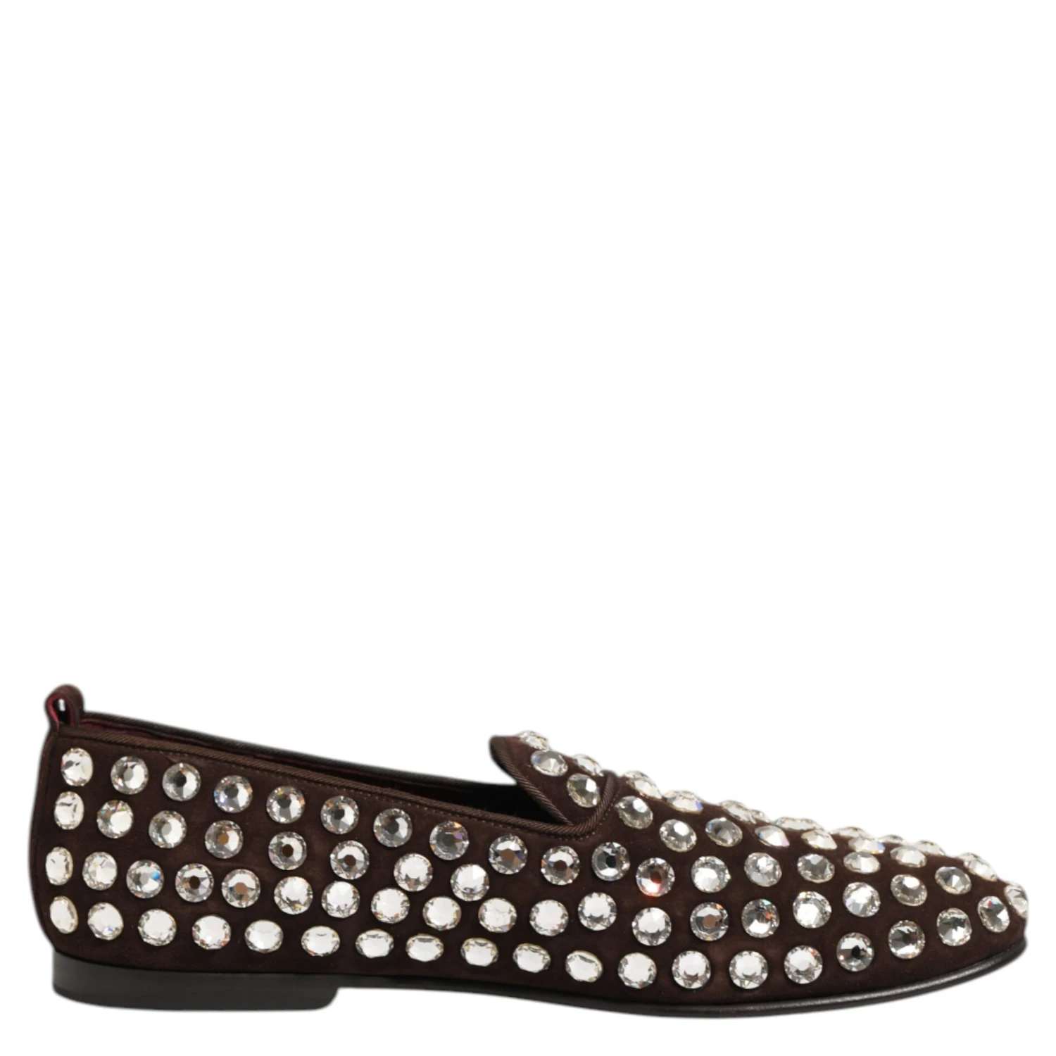 Bordeaux Suede Crystals Loafers Dress Shoes