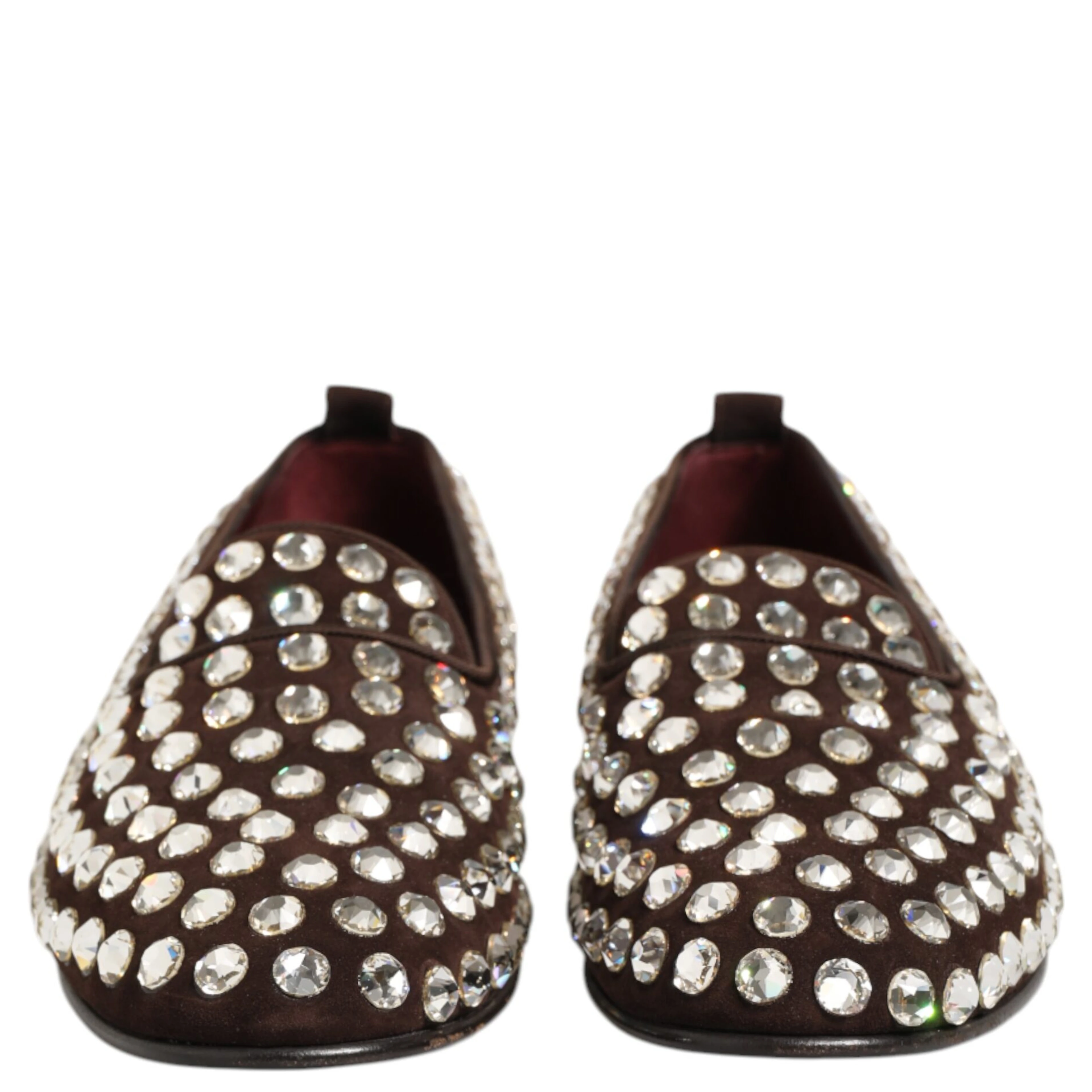 Bordeaux Suede Crystals Loafers Dress Shoes