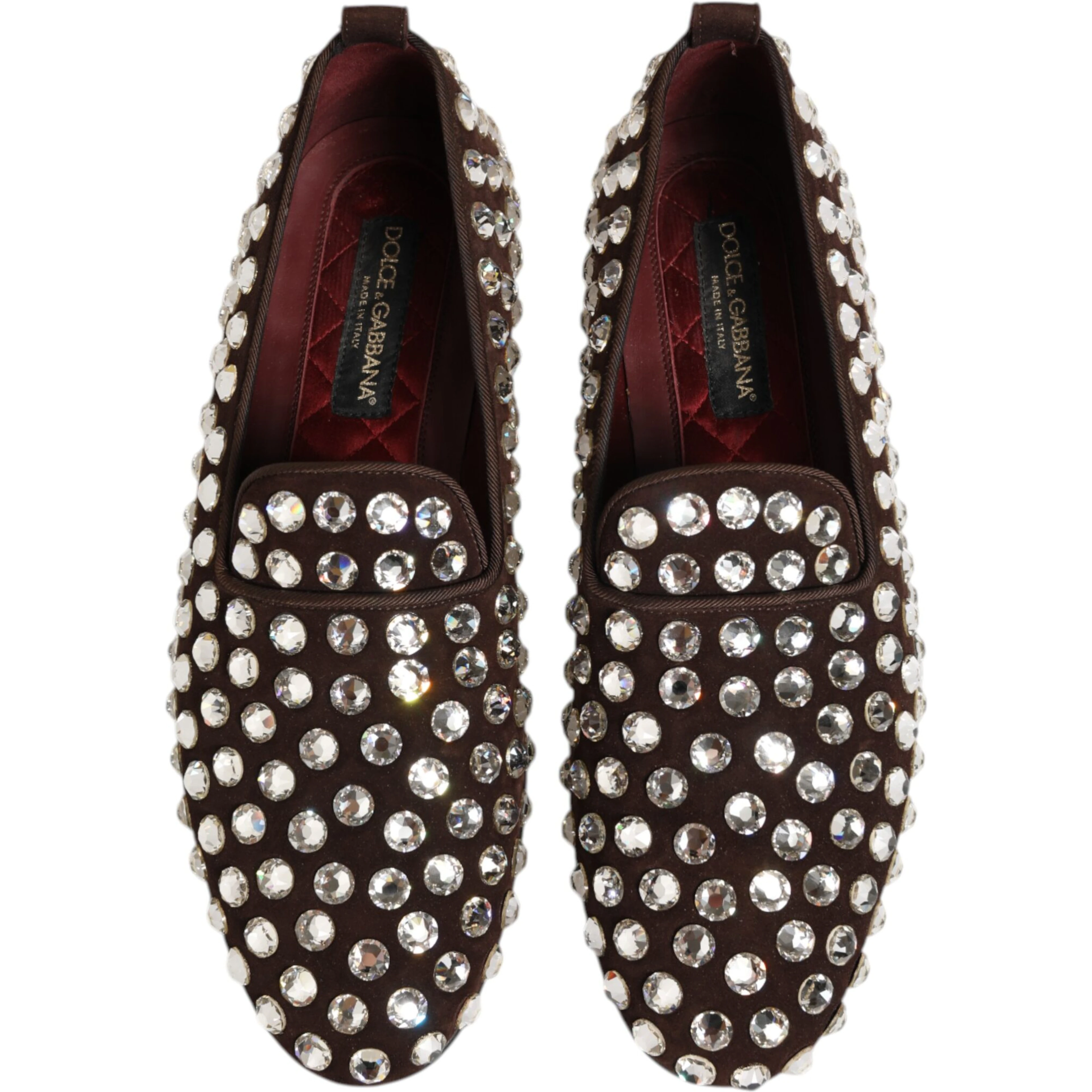 Bordeaux Suede Crystals Loafers Dress Shoes
