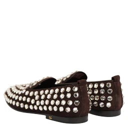 Bordeaux Suede Crystals Loafers Dress Shoes