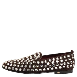 Bordeaux Suede Crystals Loafers Dress Shoes