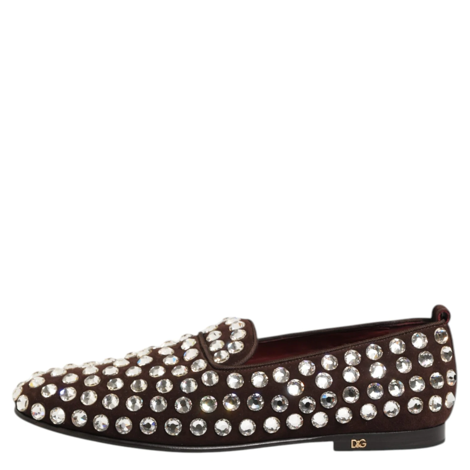 Bordeaux Suede Crystals Loafers Dress Shoes